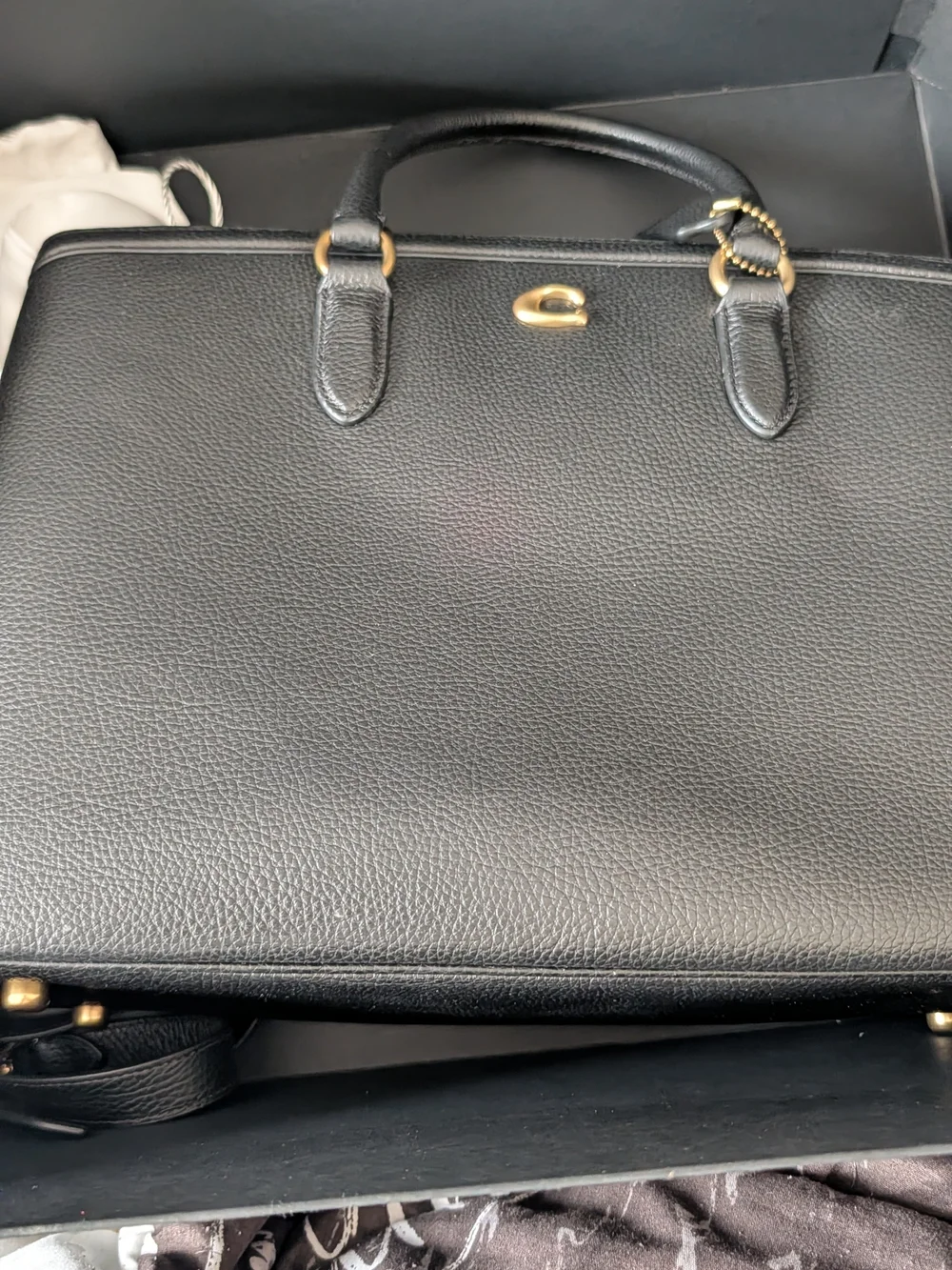 Beautiful Coach Black Pebbled Leather Tote - Classic Men’s Work Bag